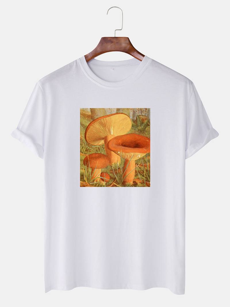 Miesten Mushroom Graphic Painatus Ohut O-kaula Lyhythihainen T-paita