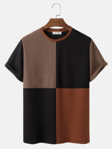 Miesten Värilohko Patchwork Crew Neck T-paidat