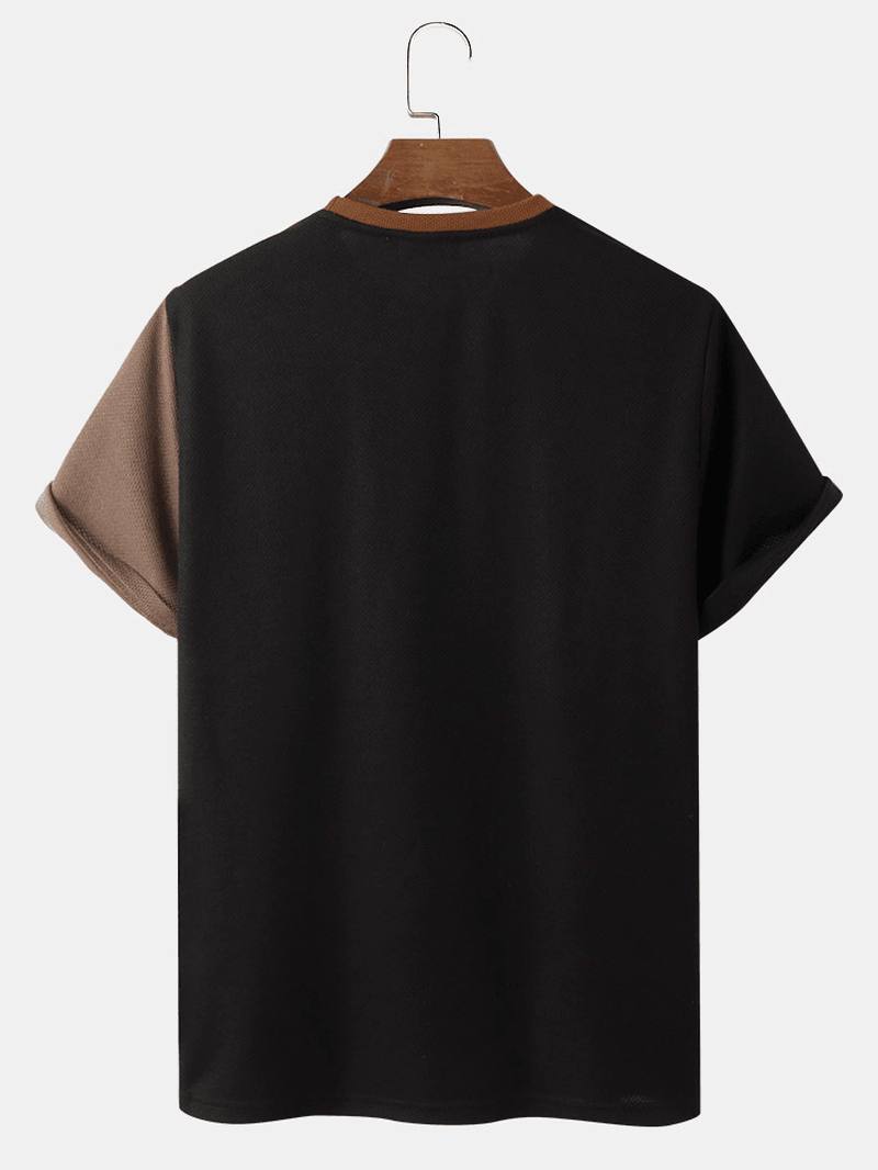 Miesten Värilohko Patchwork Crew Neck T-paidat