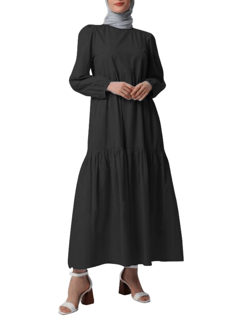 Naisten Kiinteä Pyöreä Kaula Kerroksellinen Selkänapit Abaya Kaftan -mekko