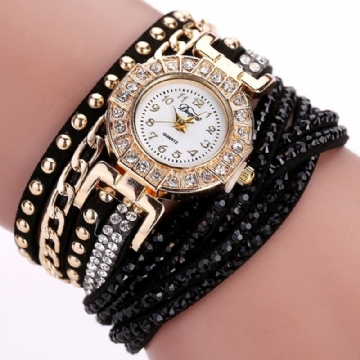 Luxury Nation Style Crystal Gold Rannekello Naisten Vintage Quartz Rannekellot