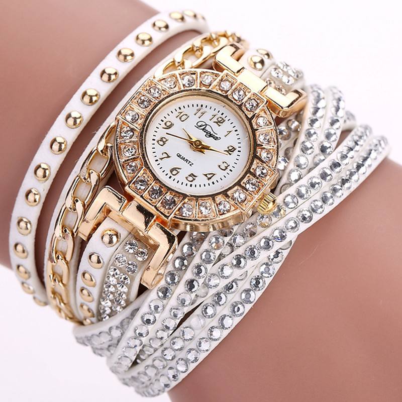 Luxury Nation Style Crystal Gold Rannekello Naisten Vintage Quartz Rannekellot