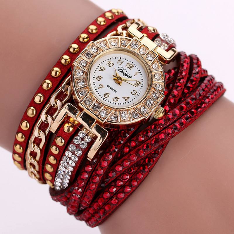 Luxury Nation Style Crystal Gold Rannekello Naisten Vintage Quartz Rannekellot