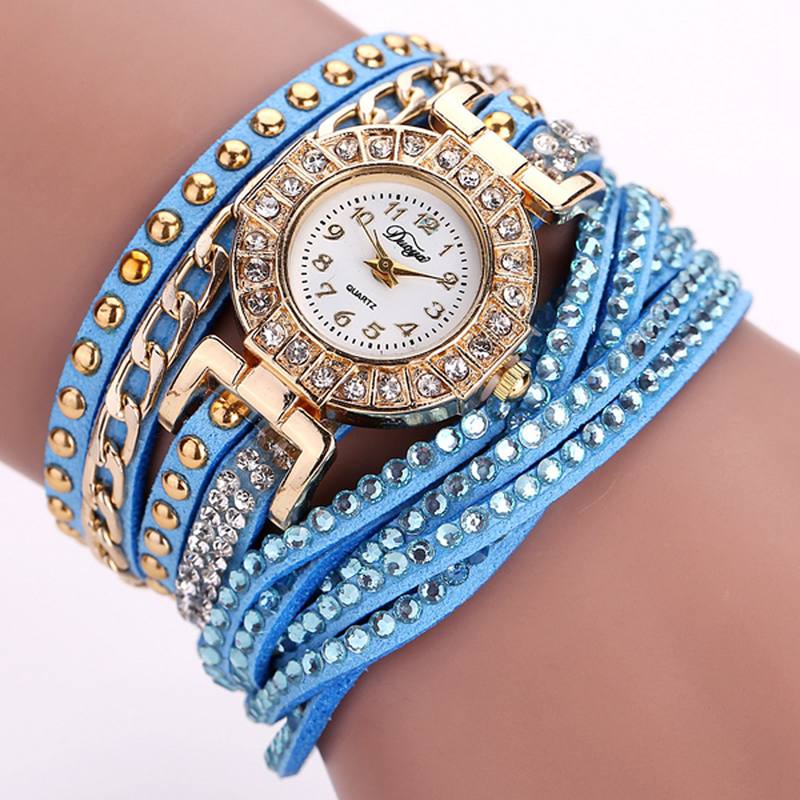 Luxury Nation Style Crystal Gold Rannekello Naisten Vintage Quartz Rannekellot