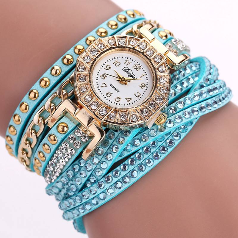 Luxury Nation Style Crystal Gold Rannekello Naisten Vintage Quartz Rannekellot