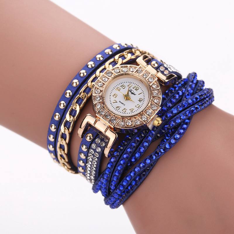 Luxury Nation Style Crystal Gold Rannekello Naisten Vintage Quartz Rannekellot