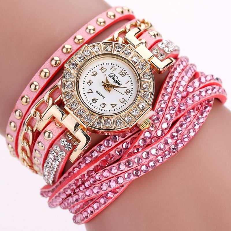 Luxury Nation Style Crystal Gold Rannekello Naisten Vintage Quartz Rannekellot