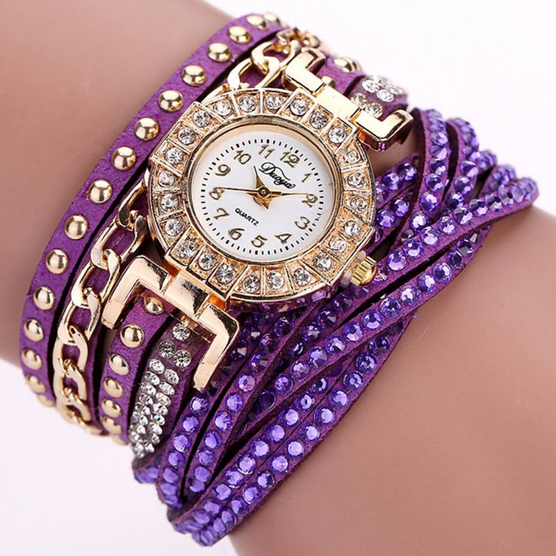 Luxury Nation Style Crystal Gold Rannekello Naisten Vintage Quartz Rannekellot