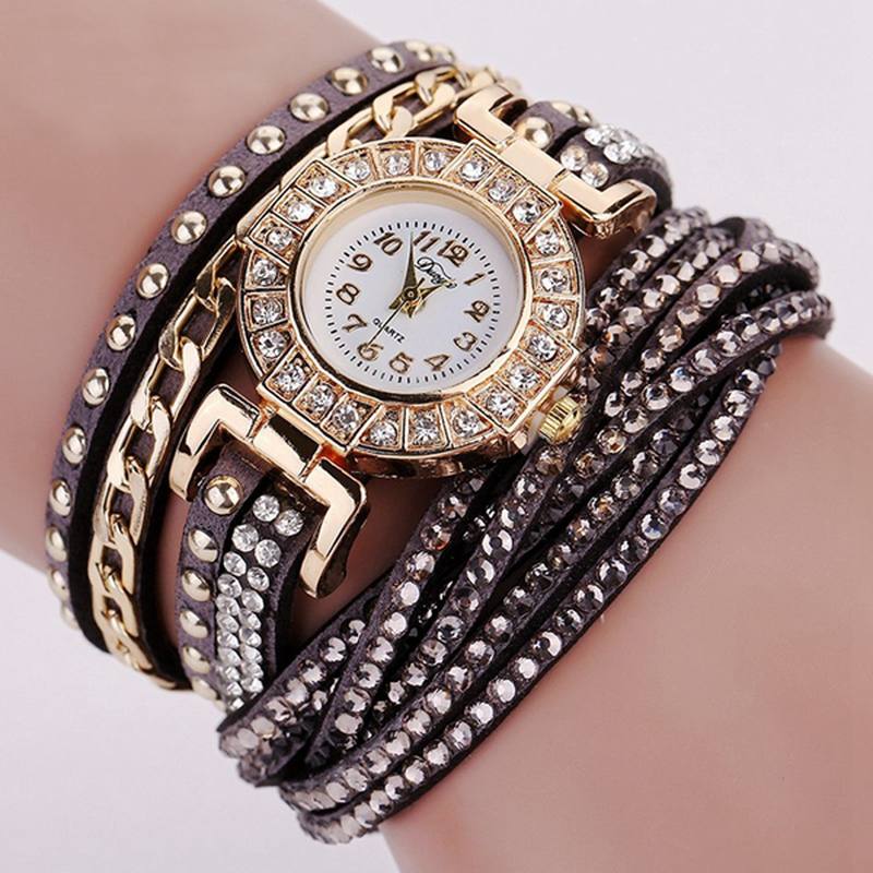 Luxury Nation Style Crystal Gold Rannekello Naisten Vintage Quartz Rannekellot