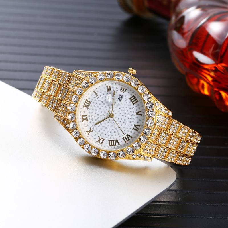 Muoti 2 Kpl/setti Diamond Business Watch Koristeltu Pointer Quartz Watch Rannekoru