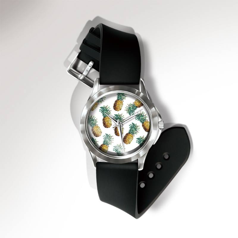 Muoti Ananaspainatustikello Summer Fruit Pvc Rento Lady Quartz Watch