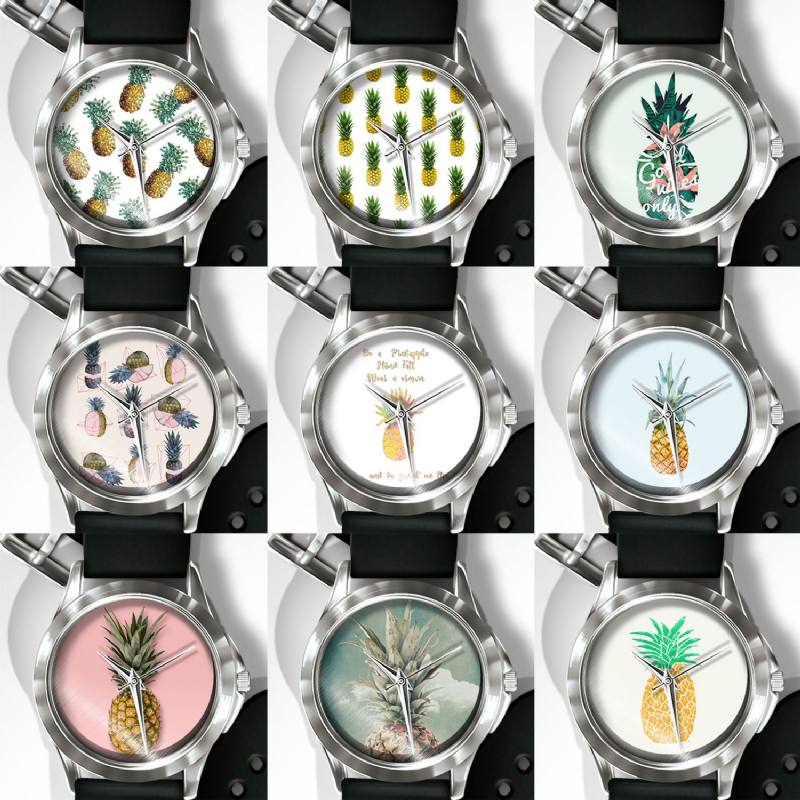 Muoti Ananaspainatustikello Summer Fruit Pvc Rento Lady Quartz Watch