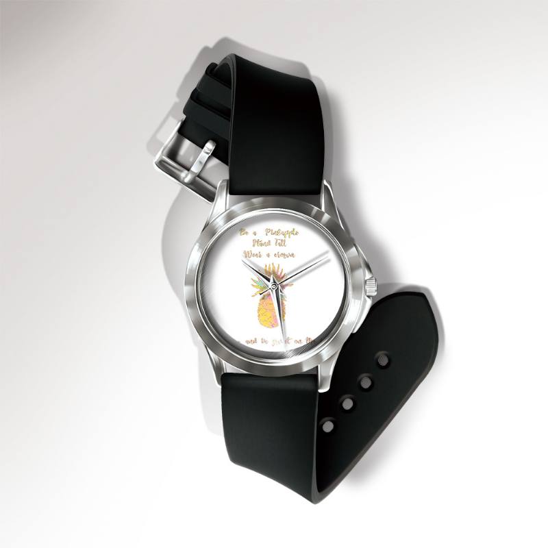 Muoti Ananaspainatustikello Summer Fruit Pvc Rento Lady Quartz Watch