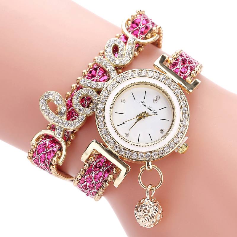 Riipus Naisten Rannekoru Kello Crystal Muoti Style Full Quartz Watch