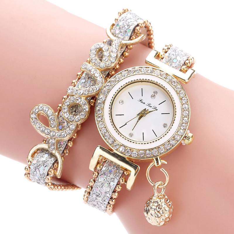 Riipus Naisten Rannekoru Kello Crystal Muoti Style Full Quartz Watch