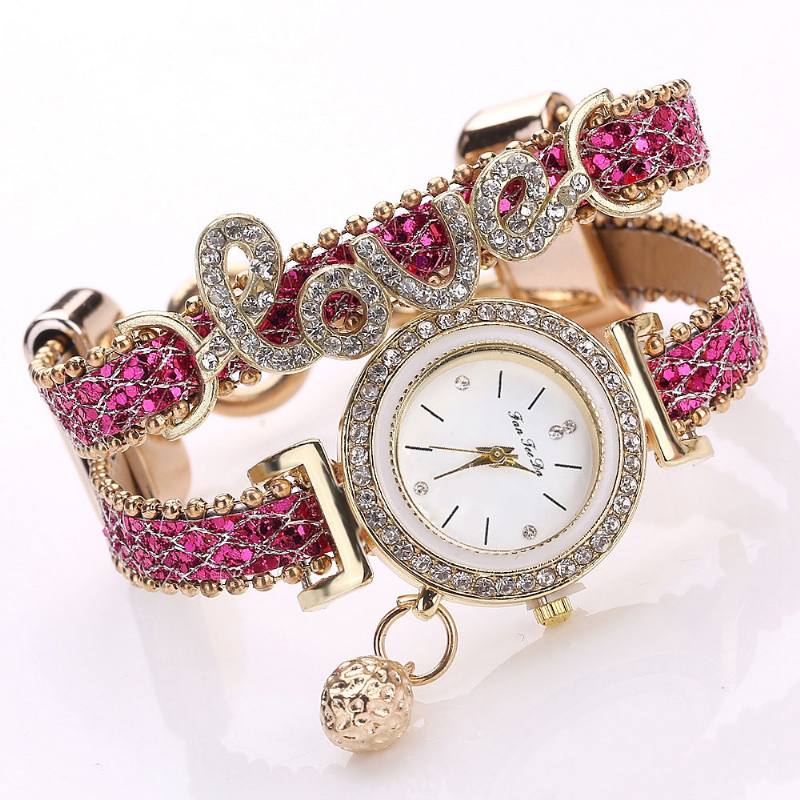 Riipus Naisten Rannekoru Kello Crystal Muoti Style Full Quartz Watch