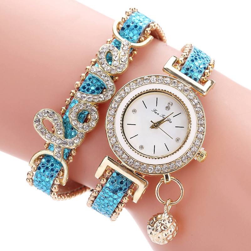 Riipus Naisten Rannekoru Kello Crystal Muoti Style Full Quartz Watch