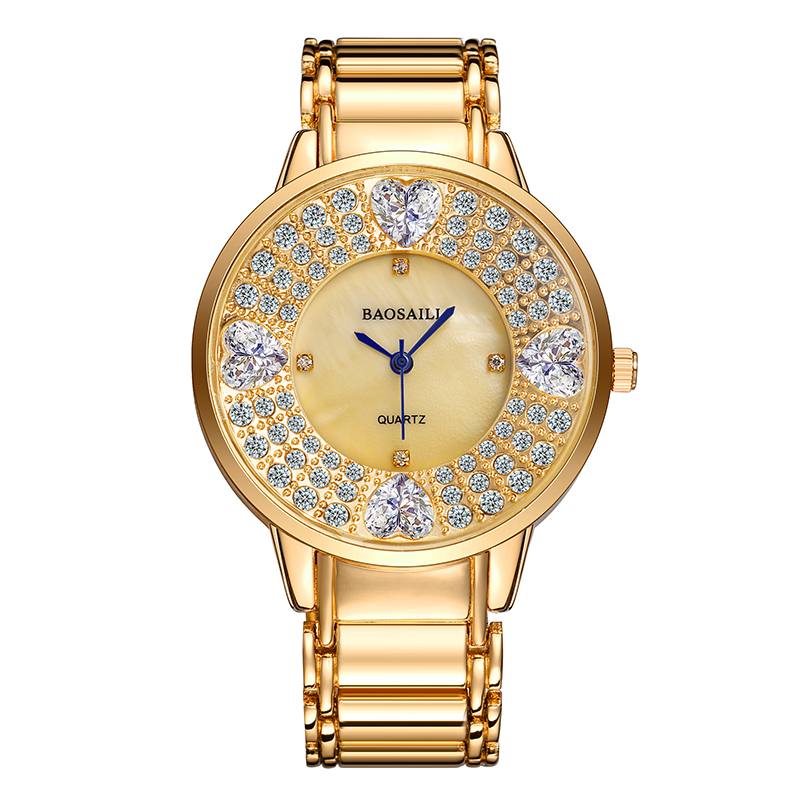 Shining Ladies Rannekello Sydänjäljitelmä Diamond Quartz Watch