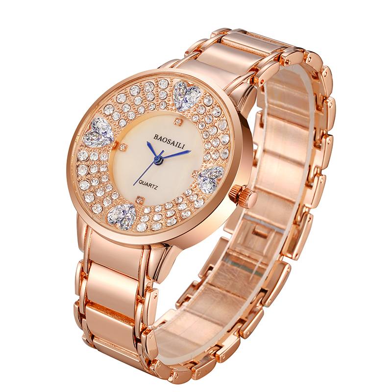 Shining Ladies Rannekello Sydänjäljitelmä Diamond Quartz Watch