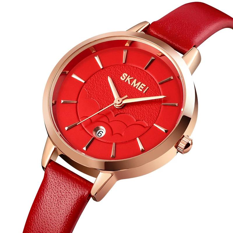 Yksinkertainen Naisten Kello Creative Dial Päivämääränäyttö Nahkahihna Muoti Lady Quartz Watch