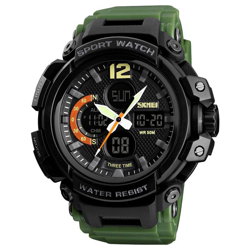 Digitaalinen Kello Dual Display Chronograph 3 Time Waterproof Alarm Digitaalinen Kvartsirannekello