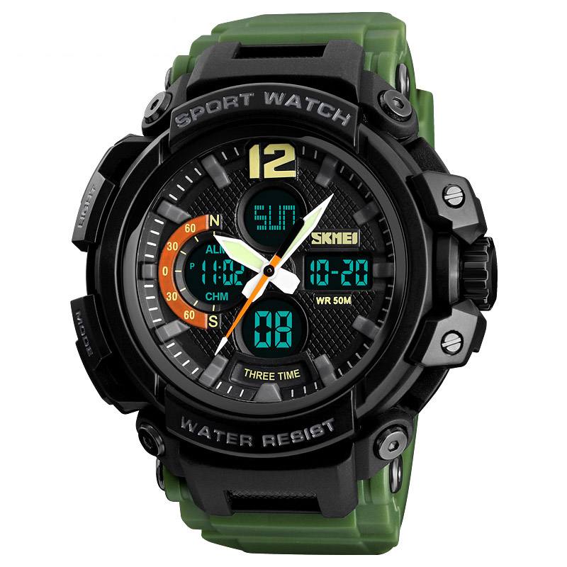 Digitaalinen Kello Dual Display Chronograph 3 Time Waterproof Alarm Digitaalinen Kvartsirannekello