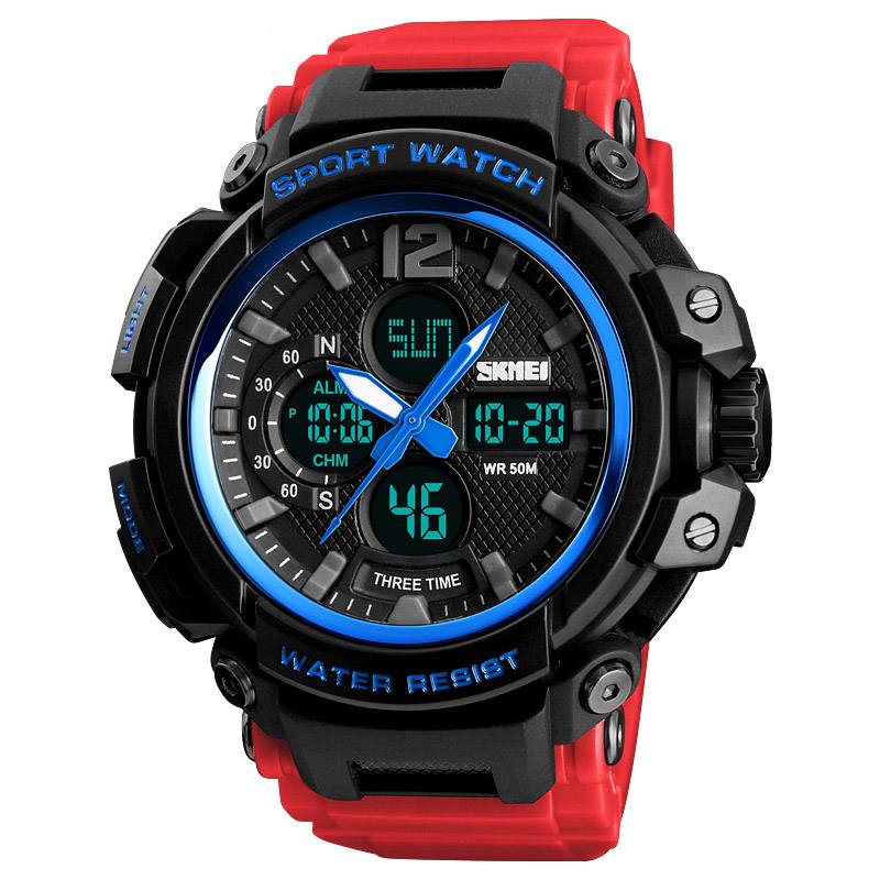 Digitaalinen Kello Dual Display Chronograph 3 Time Waterproof Alarm Digitaalinen Kvartsirannekello