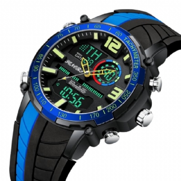 Dual Display Digital Watch Outdoor Sport Herätyskello Kalenteri Chronograph Noctilucent Waterproof Watch