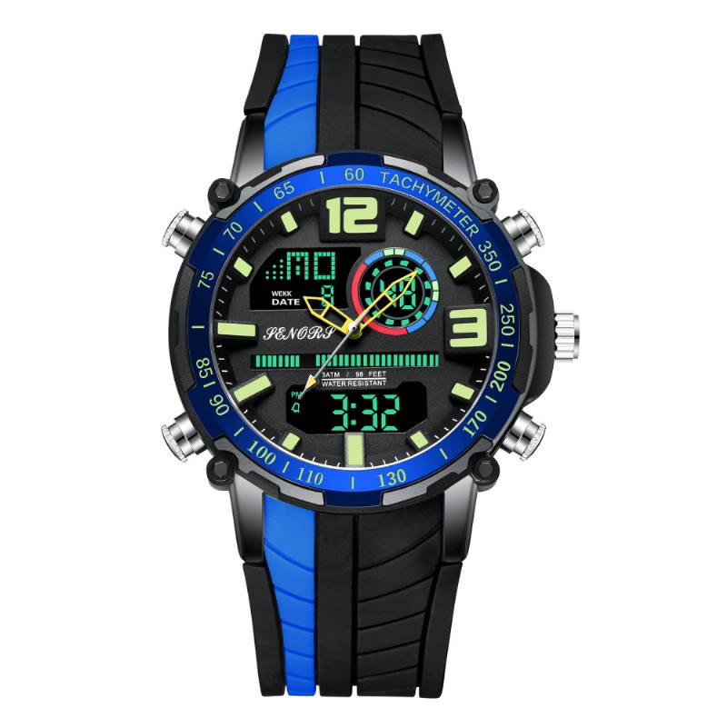 Dual Display Digital Watch Outdoor Sport Herätyskello Kalenteri Chronograph Noctilucent Waterproof Watch