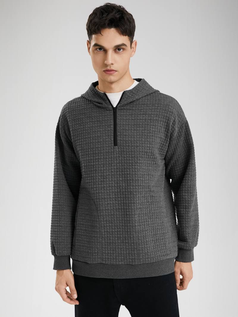 Miesten Vakosametti Solid Half Zip Simple Drop Shoulder Rento Huppari