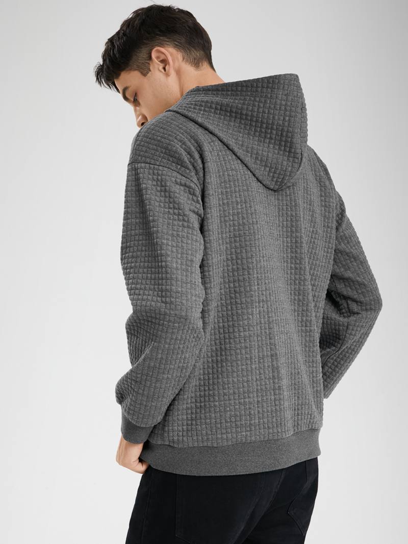 Miesten Vakosametti Solid Half Zip Simple Drop Shoulder Rento Huppari