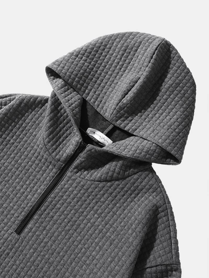 Miesten Vakosametti Solid Half Zip Simple Drop Shoulder Rento Huppari