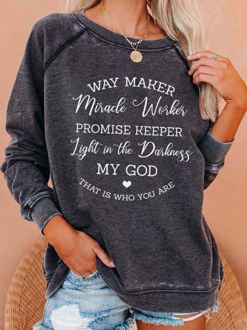 Naisten Letter Slogan Painettu O-neck Raglan Sleeve Simple Sweatshirts