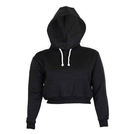 Naisten Syyshupparit Solid Crop -huppari Pitkähihainen Neulepusero Hupullinen Villatakki Rento Collegepaita Top Sudaderas