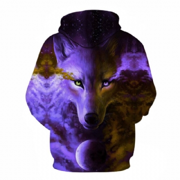 Purple-sarjan Wolf 3d -digitaalitulostus Wolf -hupullinen Rento Villapaita