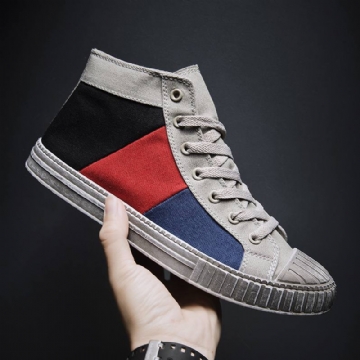 Miesten Colorblock Canvas High Top -nauhalliset Urheilulliset Vapaa-ajan Tennarit