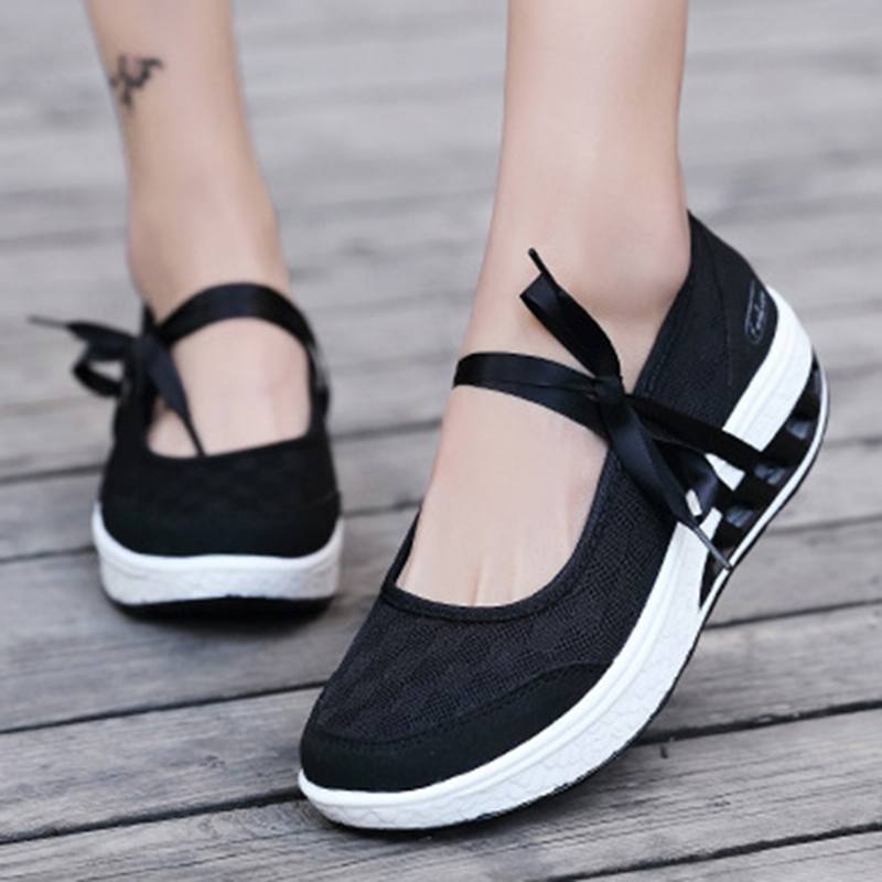 Naisten Mesh Splicing Sport Rento Lace Up Platform Tennarit