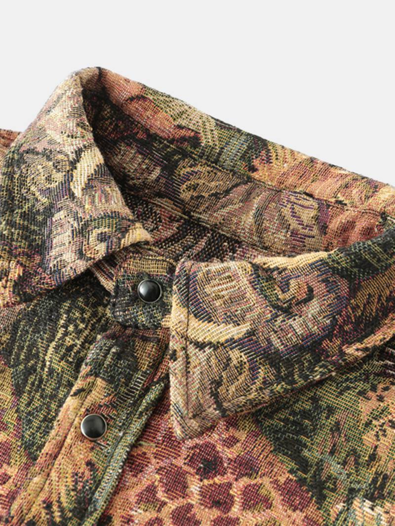 Miesten 3d Allover Animal Painatus Roving Button Up Käännekaulus Rento Päällyspaita