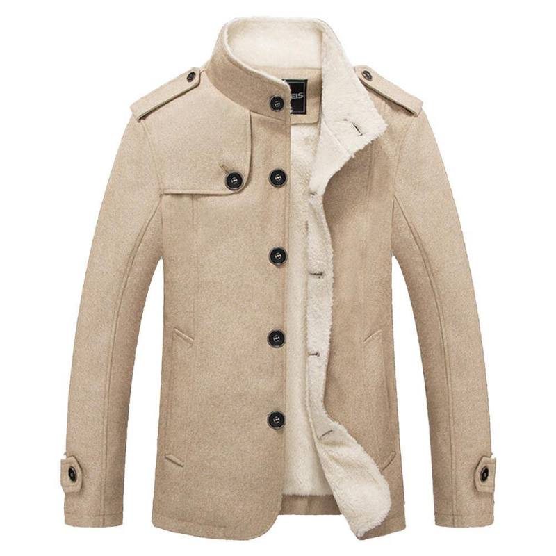 Miesten Epaulet Faux Shearling Yksirivinen Takki