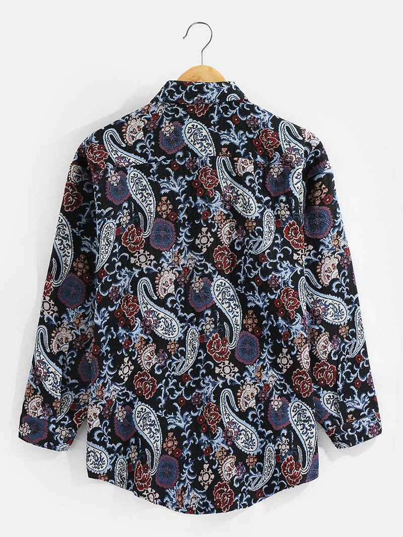 Miesten Paisley Pattern Button Up Käänne Etninen Tyyli Paita Takki