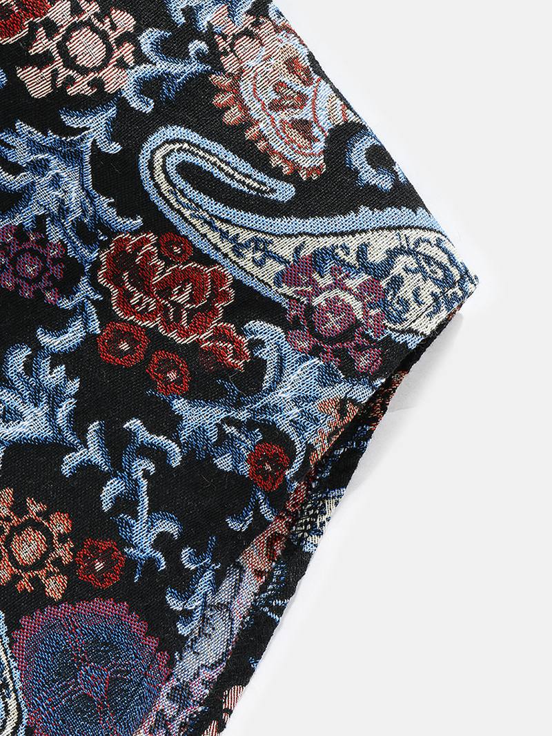 Miesten Paisley Pattern Button Up Käänne Etninen Tyyli Paita Takki