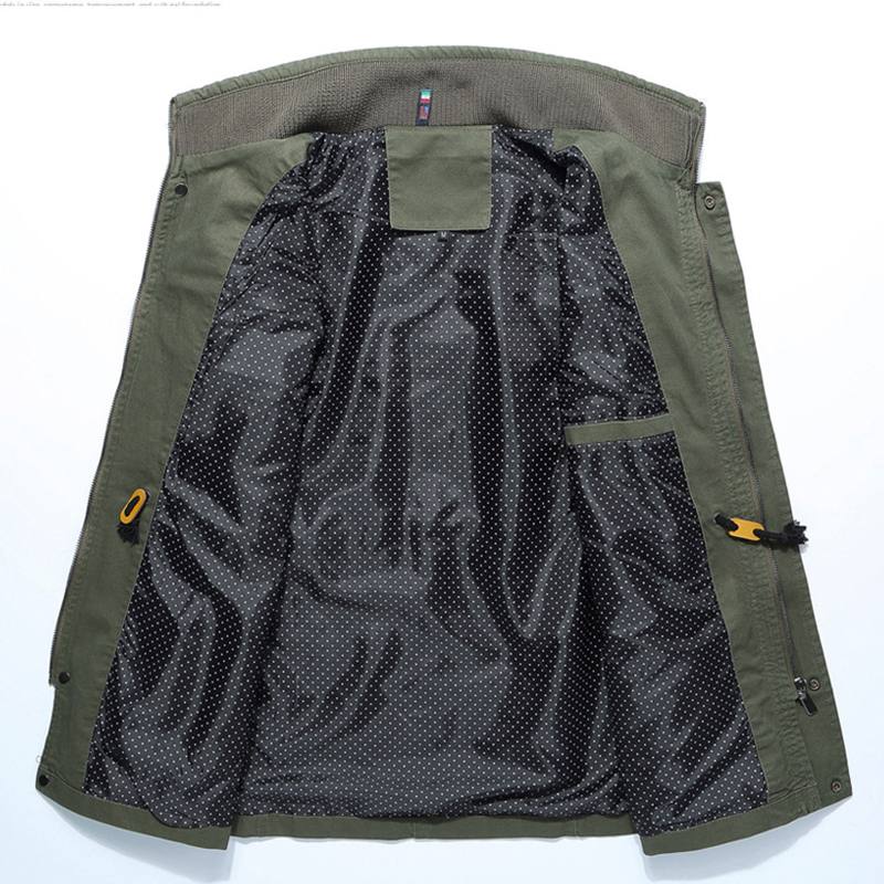 Miesten Sotilaallinen Monitaskuinen Epaulet Solid Color Cotton Cargo -työtakki