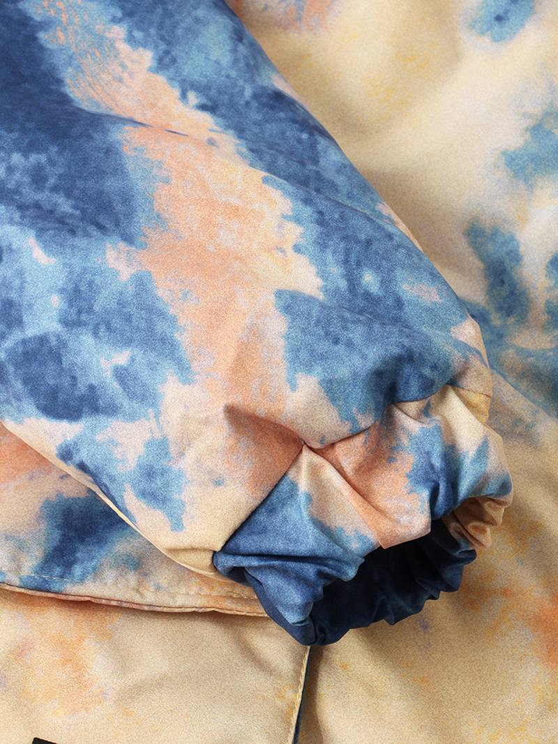 Miesten Tie-dye Double Flap Taskut Vetoketju Paksu Löysä Hupullinen Takki