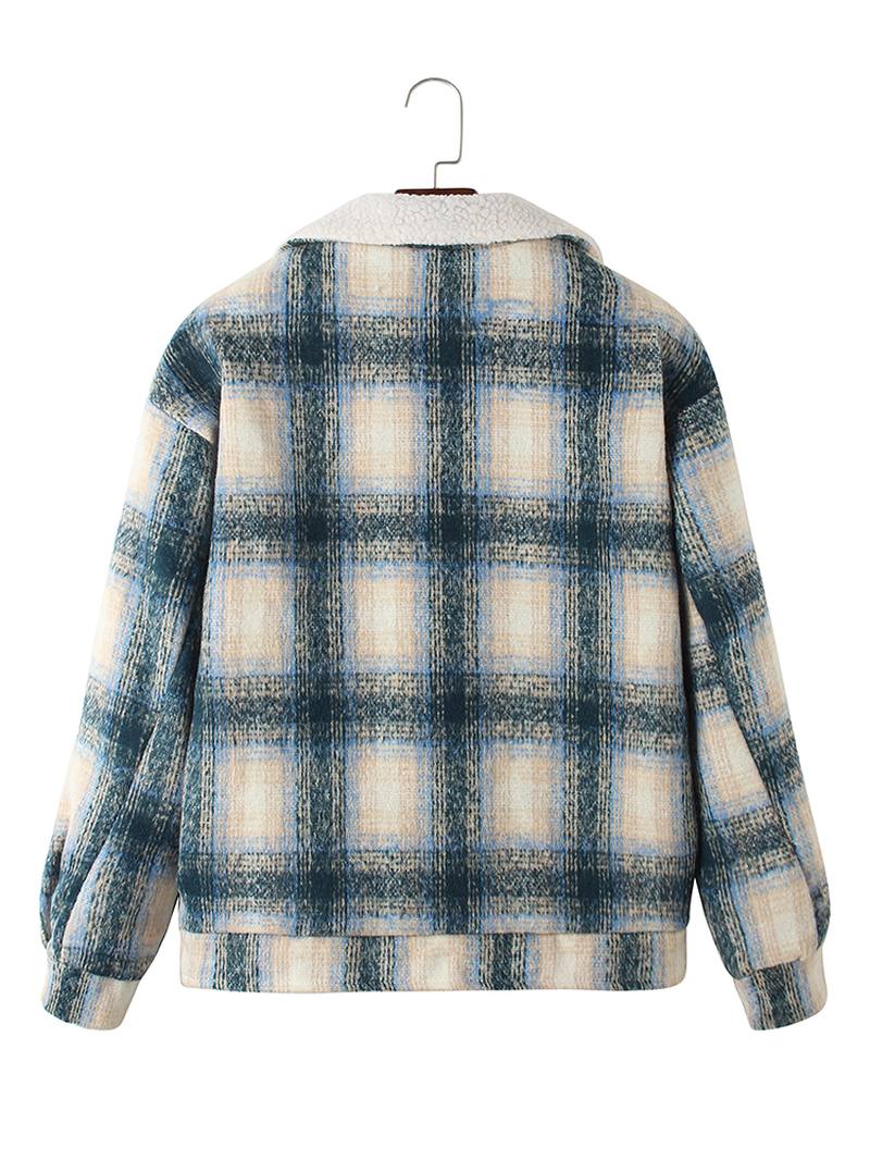 Miesten Vintage Plaid Multi Pocket Pitkähihainen Teddytakki