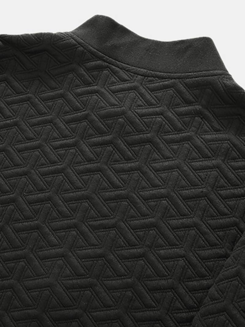 Miesten Yksivärinen Jacquard-rakenne Vetoketjullinen Baseball-kaulus Bomber-takki