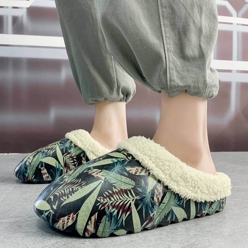 Miesten Vedenpitävät Lämmin Vuori Kasvikuvioidut Slip-on Home Talvitossut