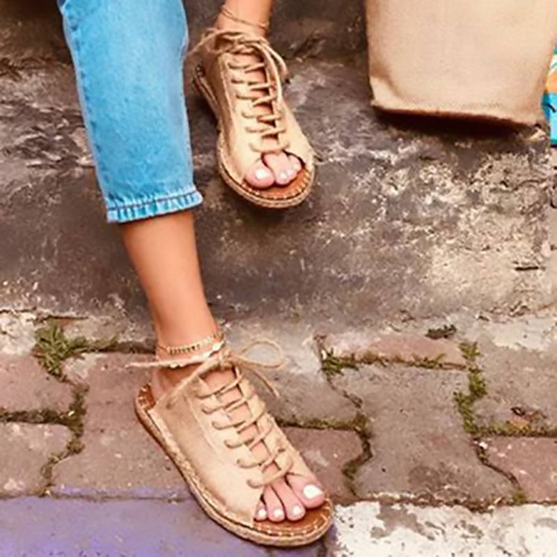 Suurikokoiset Naisten Rennot Peep Toe Strappy Espadrilles -sandaalit