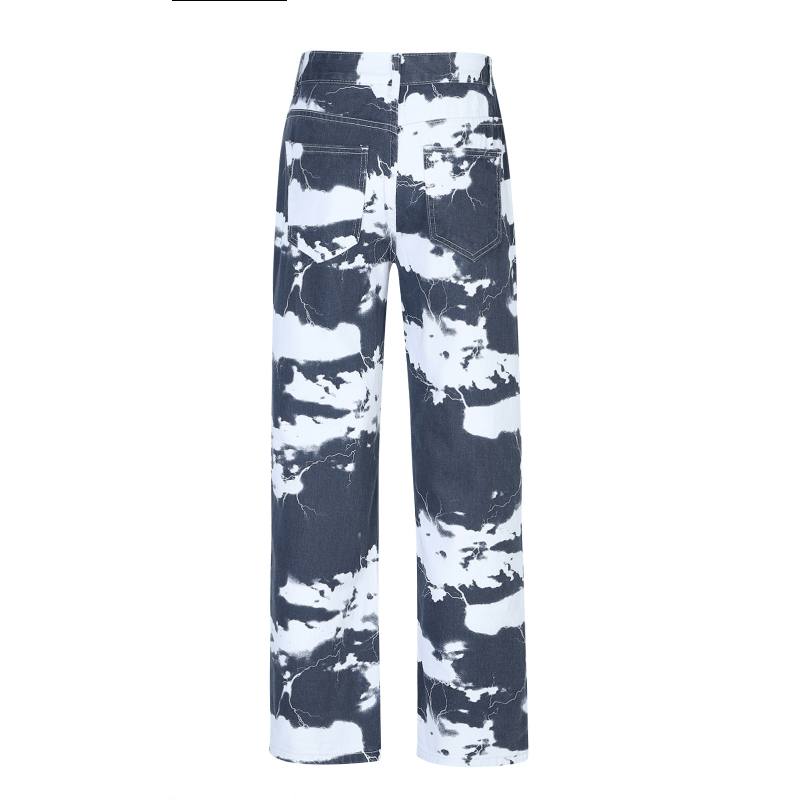 Eurooppalaiset Ja Amerikkalaiset Trend High Street Pesty Tie-dye -painatustihousut Miehille