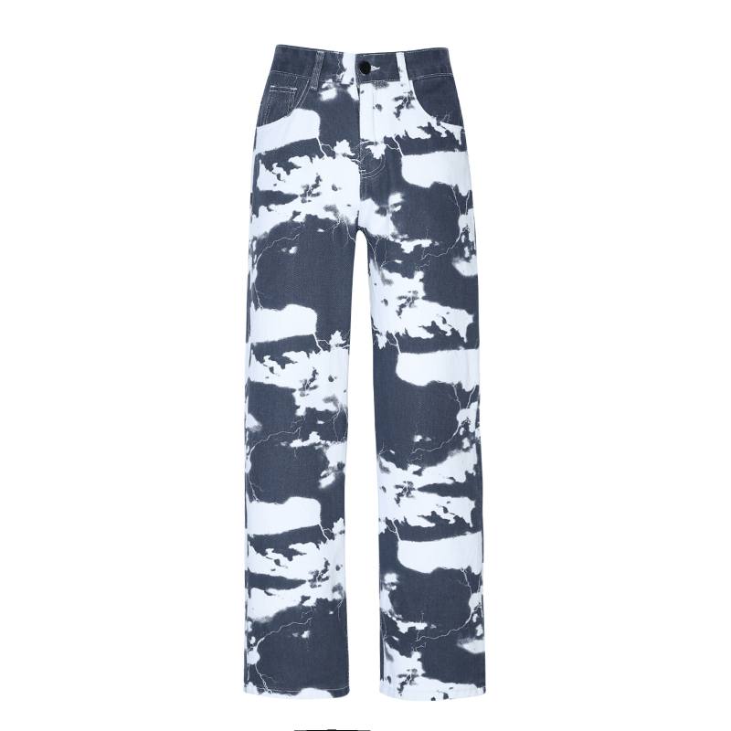 Eurooppalaiset Ja Amerikkalaiset Trend High Street Pesty Tie-dye -painatustihousut Miehille