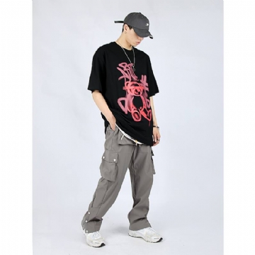 High Street Multi-pocket Vapaat Housut Miehille Ja Naisille Sivureunat Kiristysnauha Cargo Pants Harajuku Solid Löysät Housut